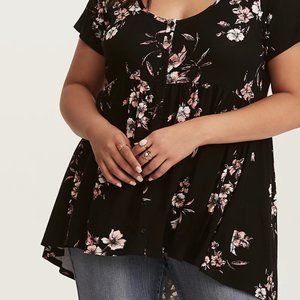 TORRID Hi-Lo Floral Babydoll Knit Top